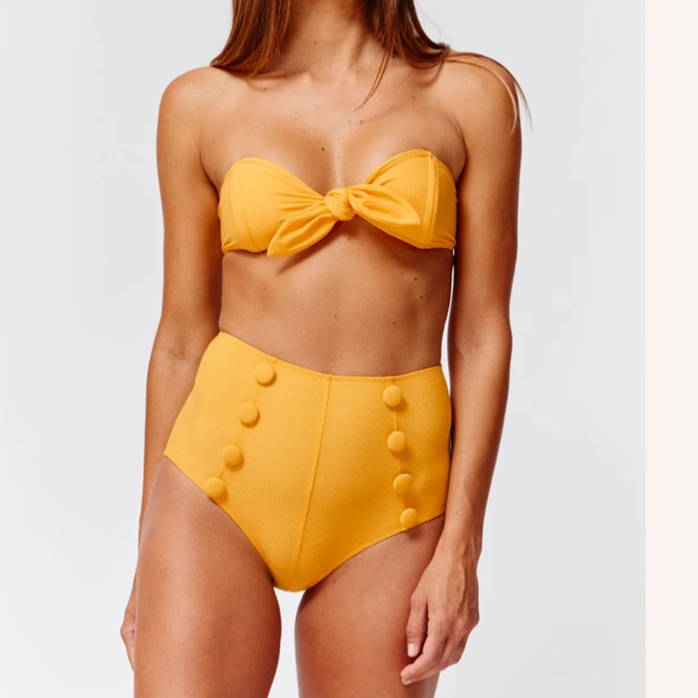 Lisa Marie Fernandez the poppy high-waist bikini in marigold crepe